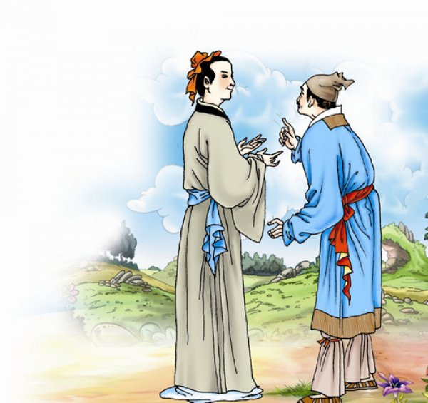 Từ biệt thầy, Khương Công Phụ cùng các sỹ tử khác lên đường sang Tràng An. (Ảnh: tinhhoa.net)